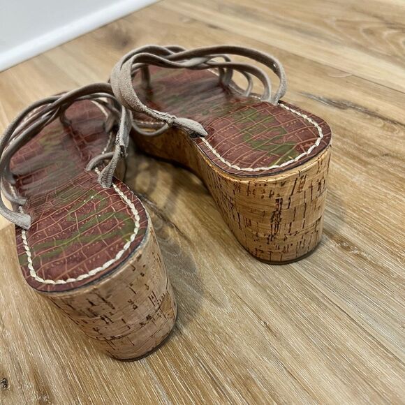 SAM EDELMAN Strappy Wedge Sandals Size 8 - Picture 5 of 6